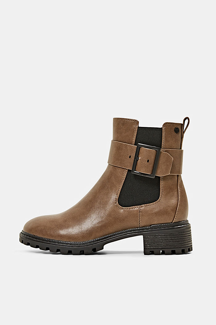 Faux leather boots with a buckle detail, TAUPE, detail image number 0