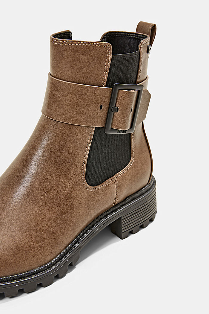 Faux leather boots with a buckle detail, TAUPE, detail image number 3