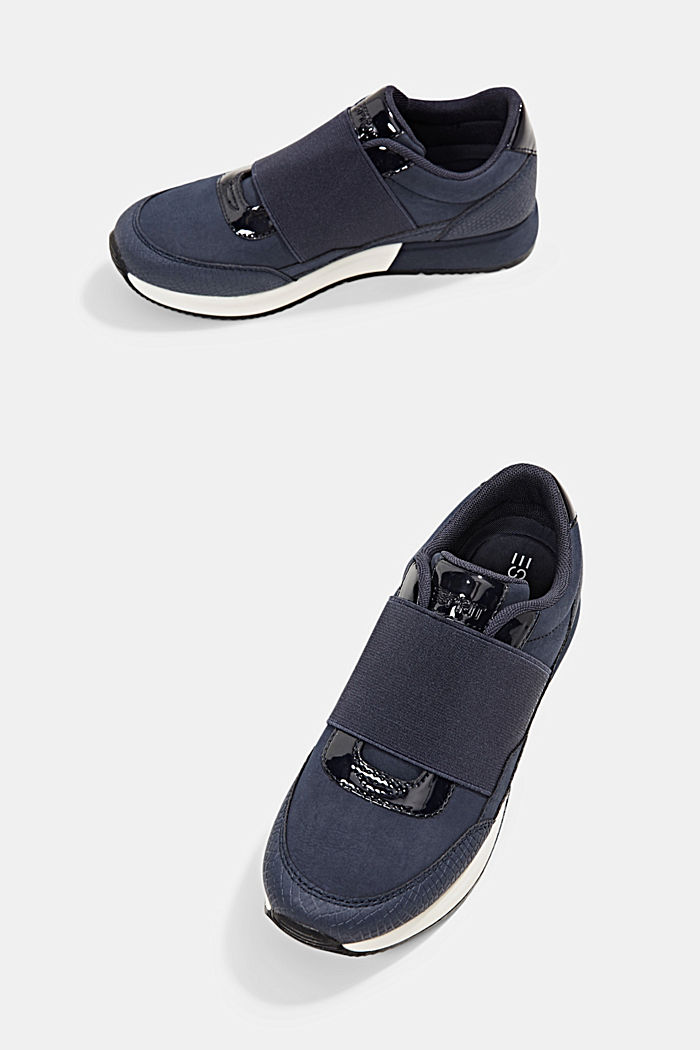 Trainers with an elastic strap in faux leather, NAVY, detail image number 6