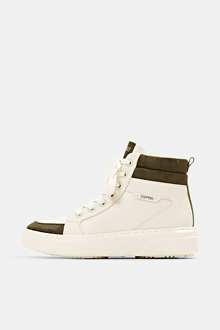 Material mix high-top trainers in faux leather