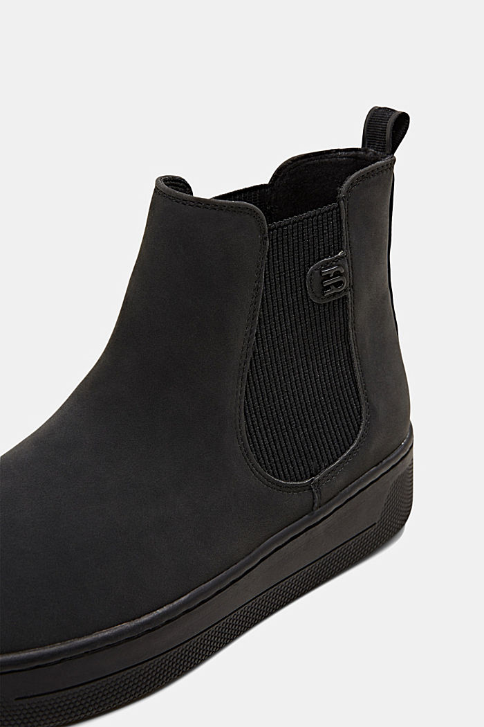 Ankle boots with a wide sole in faux leather, BLACK, detail image number 4