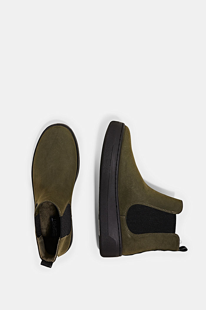 Ankle boots with a wide sole in faux leather, KHAKI GREEN, detail image number 1