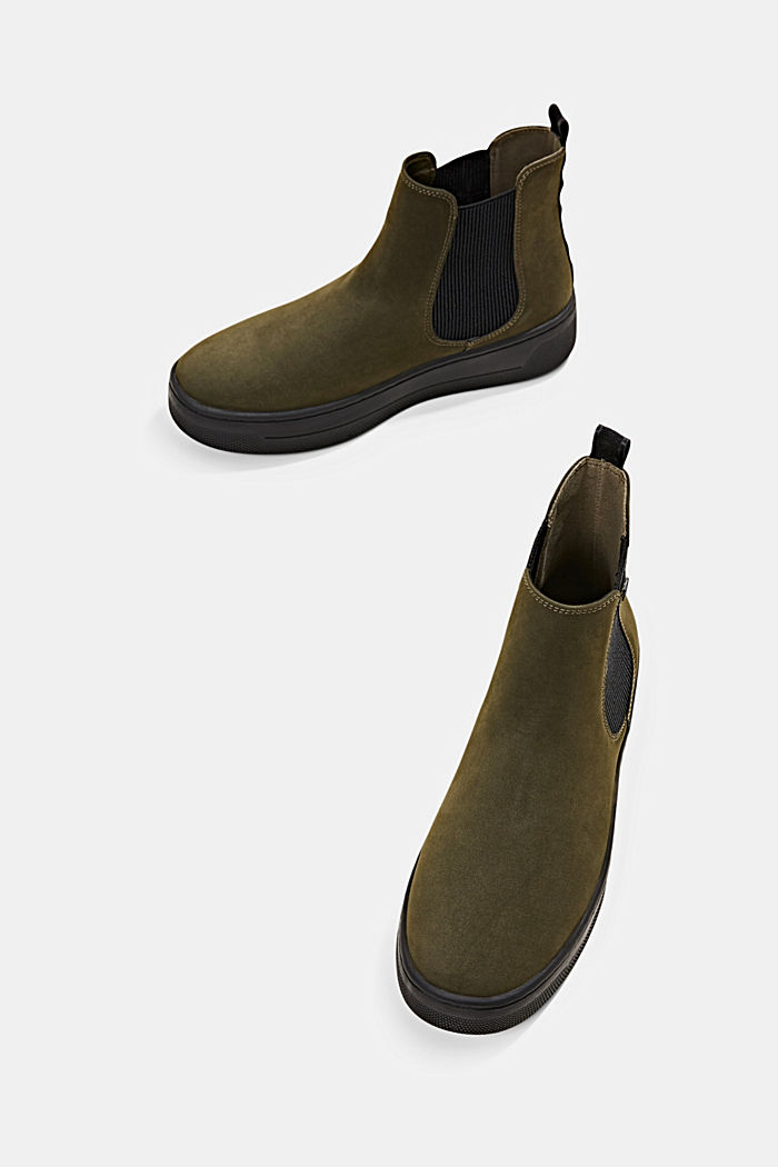 Ankle boots with a wide sole in faux leather, KHAKI GREEN, detail image number 6