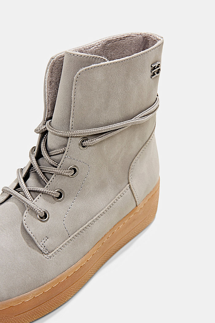 Faux leather lace-up boots with a platform sole, GREY, detail image number 4