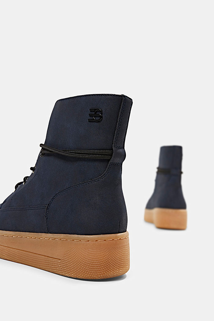 Faux leather lace-up boots with a platform sole, NAVY, detail image number 5