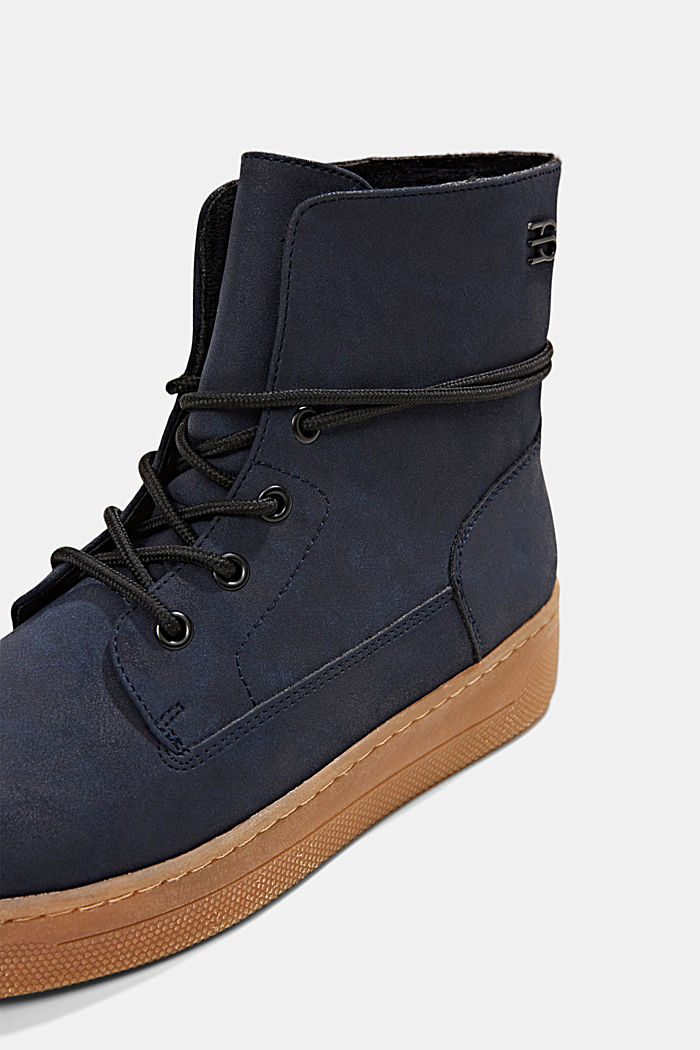 Faux leather lace-up boots with a platform sole, NAVY, detail image number 4