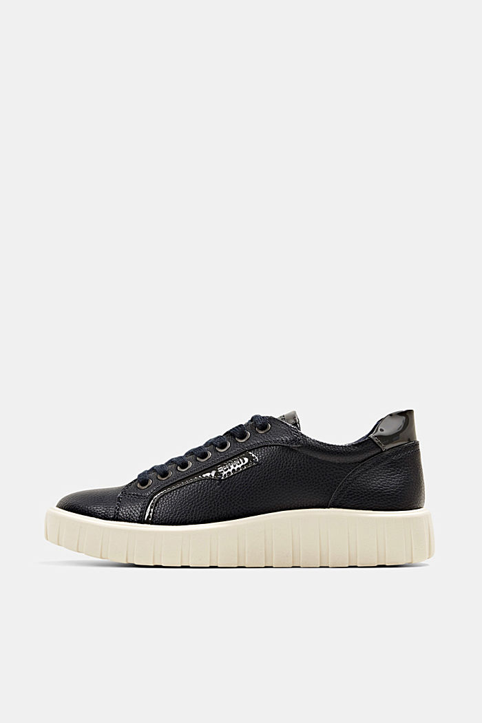 Platform trainers made of faux leather