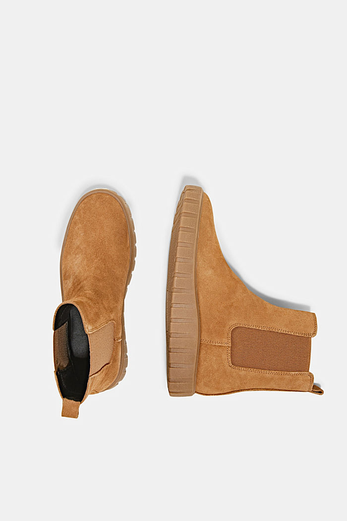 Slip-on boots made of suede with a platform sole, CARAMEL, detail image number 1