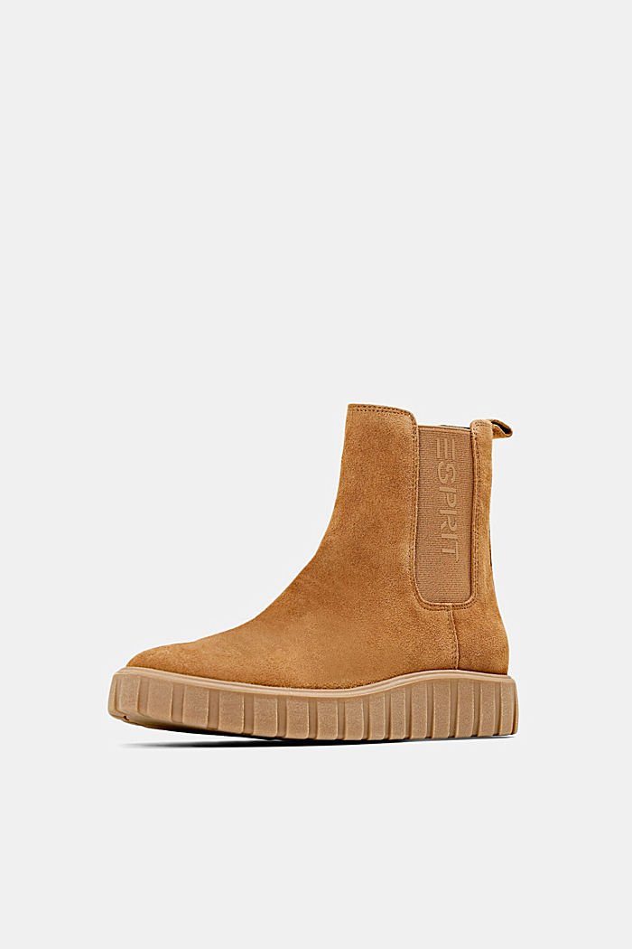 Slip-on boots made of suede with a platform sole, CARAMEL, detail image number 2