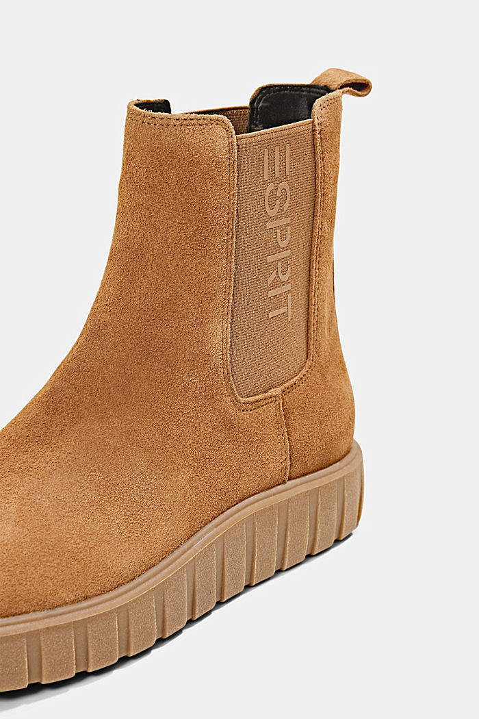 Slip-on boots made of suede with a platform sole, CARAMEL, detail image number 4