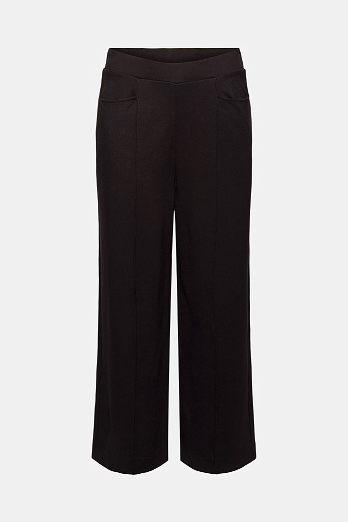 Pantalón culotte de jersey de punto con LENZING™ ECOVERO™, BLACK, detail image number 5
