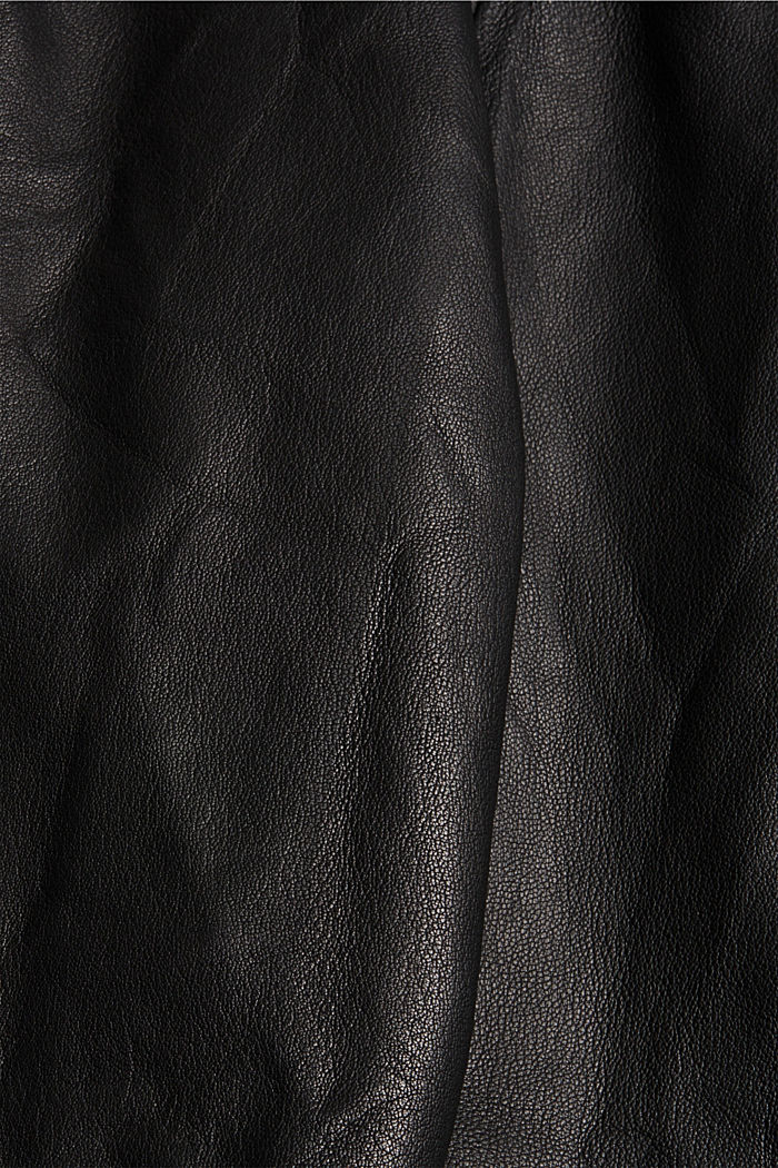 Nahkaa: housut, joissa kiristysnauhavyötärö, BLACK, detail image number 4