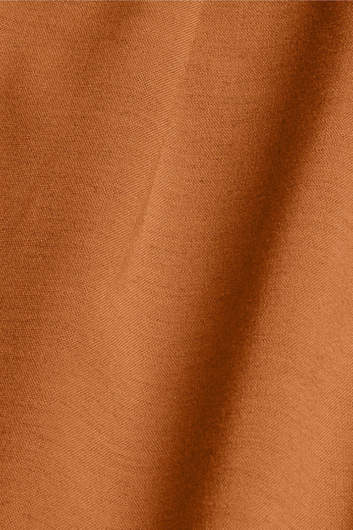 Wool blend: knee-length trousers with waist pleats, CARAMEL, detail image number 4
