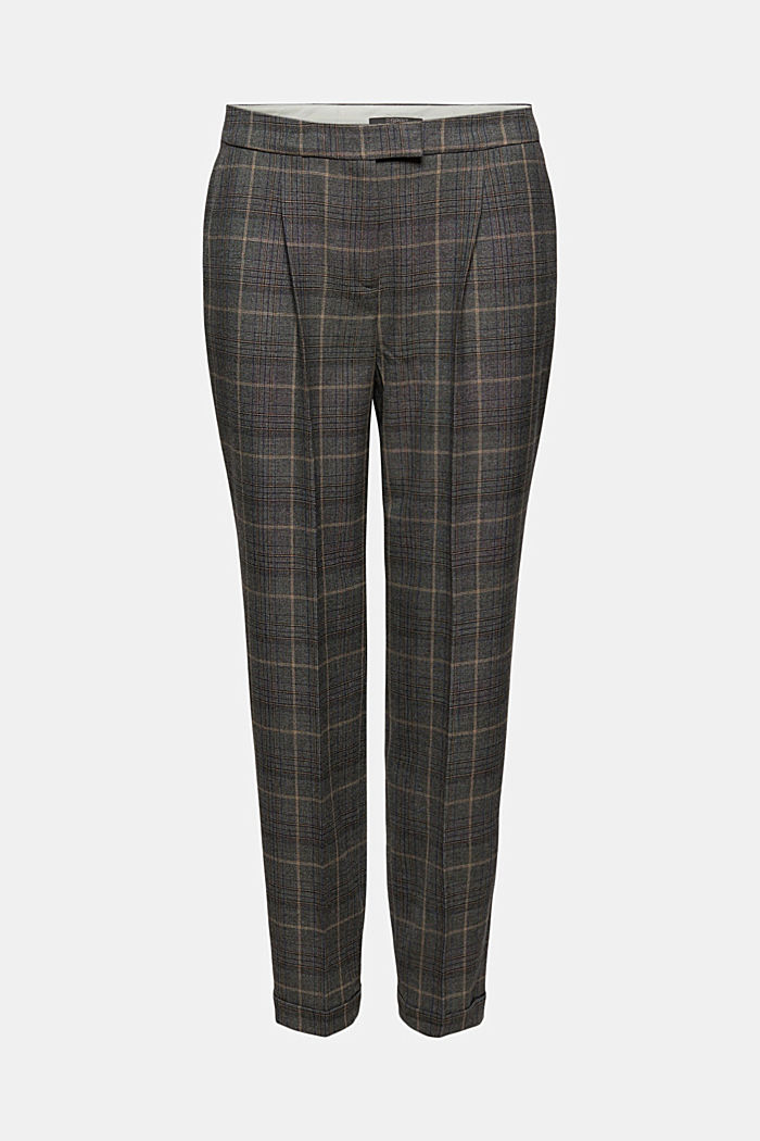 SOFT GLENCHECK mix + match stretch trousers, ANTHRACITE, overview
