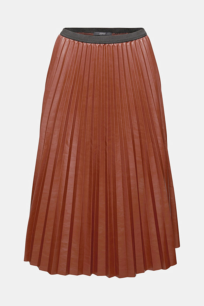 Midi skirt in pleated faux leather