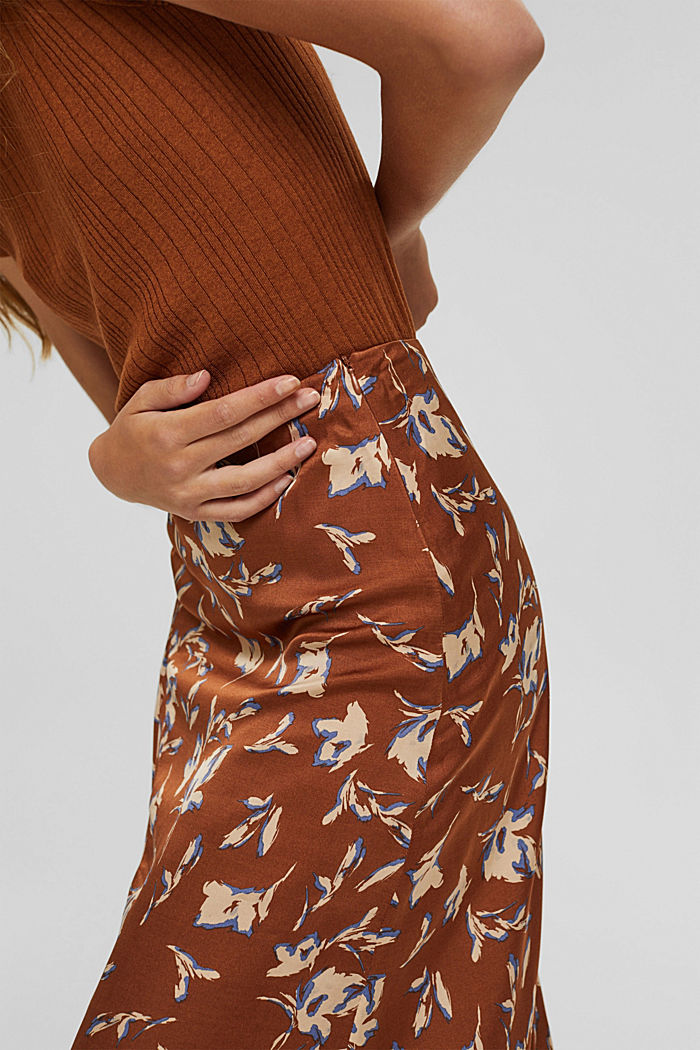 Asymmetric satin skirt with LENZING™ ECOVERO™, TERRACOTTA, detail image number 2