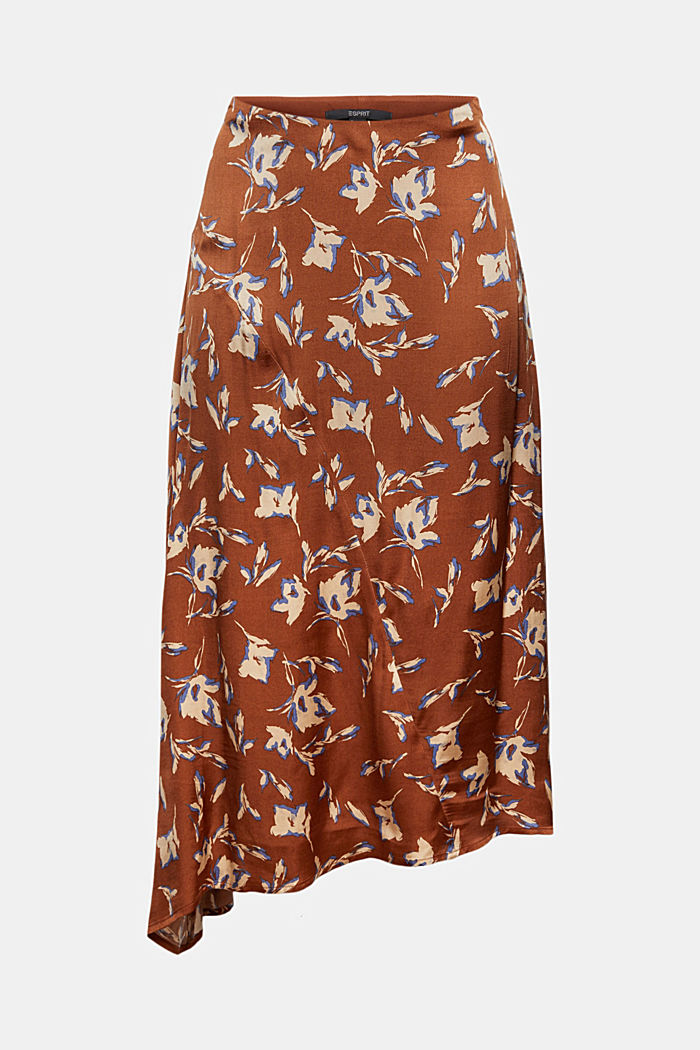 Asymmetric satin skirt with LENZING™ ECOVERO™, TERRACOTTA, detail image number 6
