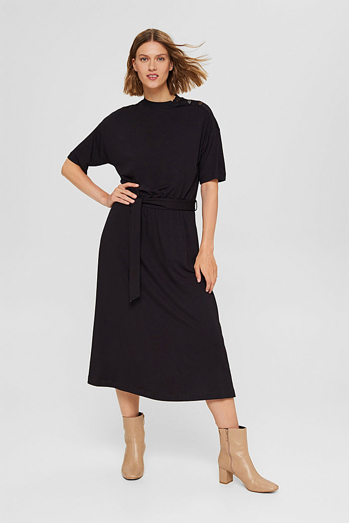 Jersey midi dress made of LENZING™ ECOVERO™, BLACK, detail image number 6