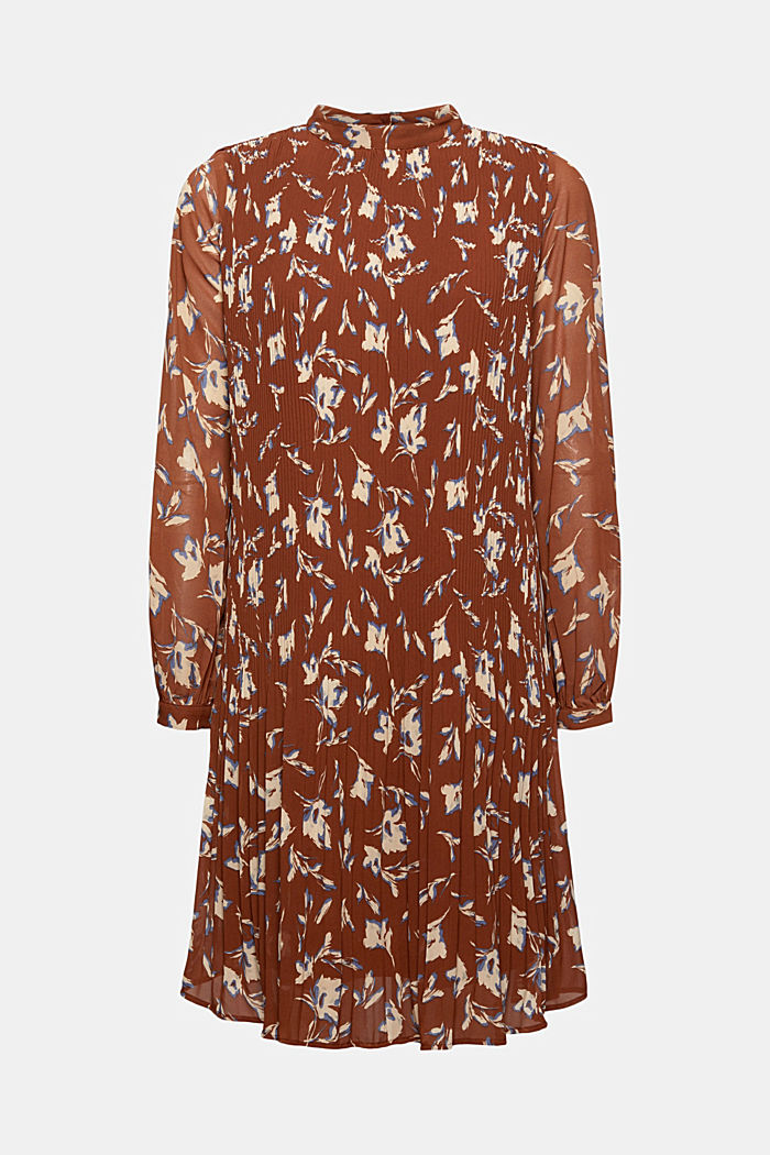 Recycled: pleated dress with a print, TERRACOTTA, detail image number 7