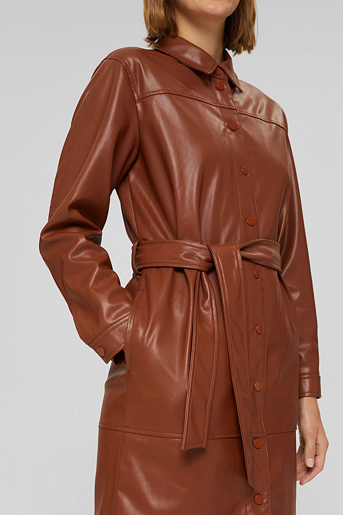 Faux leather shirt dress, vegan, TOFFEE, detail image number 2