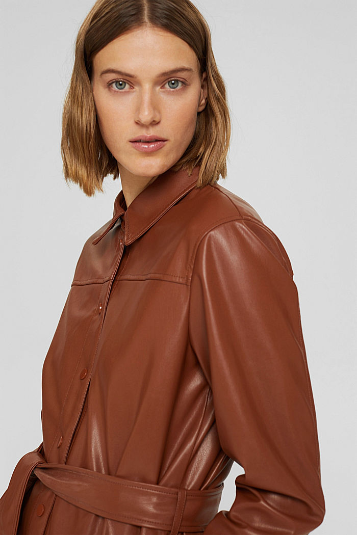Faux leather shirt dress, vegan, TOFFEE, overview