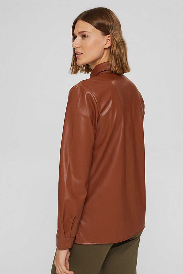 Faux leather blouse, vegan, TOFFEE, detail image number 3