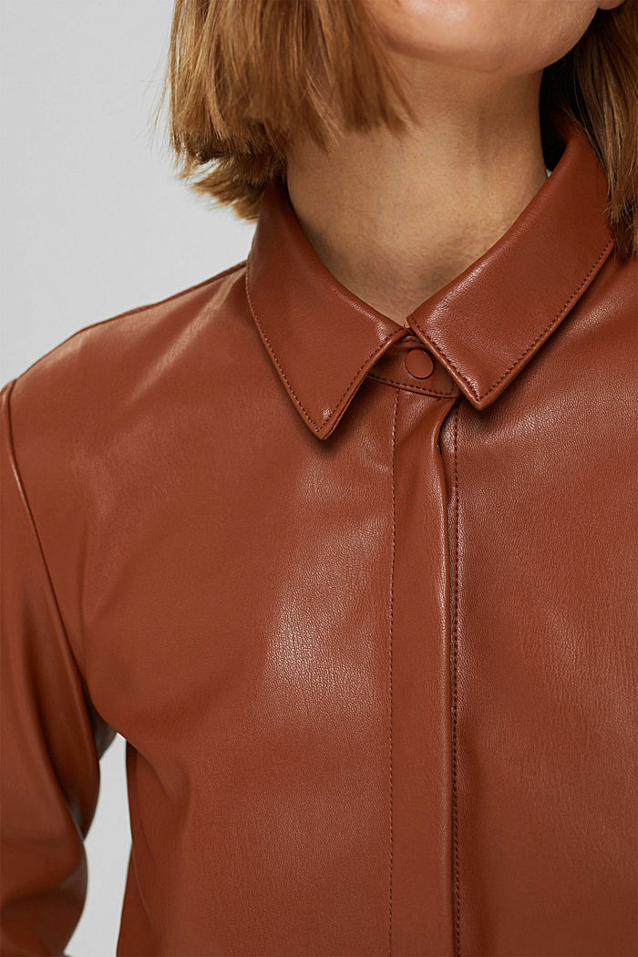 Faux leather blouse, vegan, TOFFEE, detail image number 2