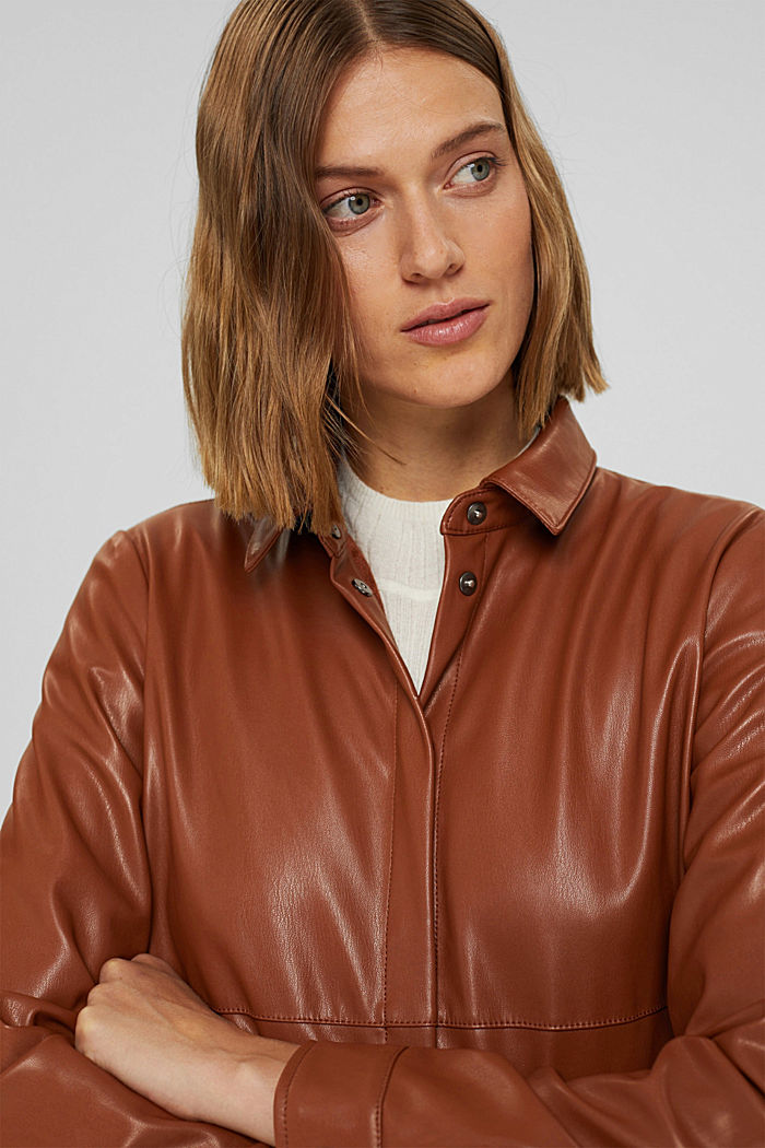 Faux leather blouse, vegan, TOFFEE, overview