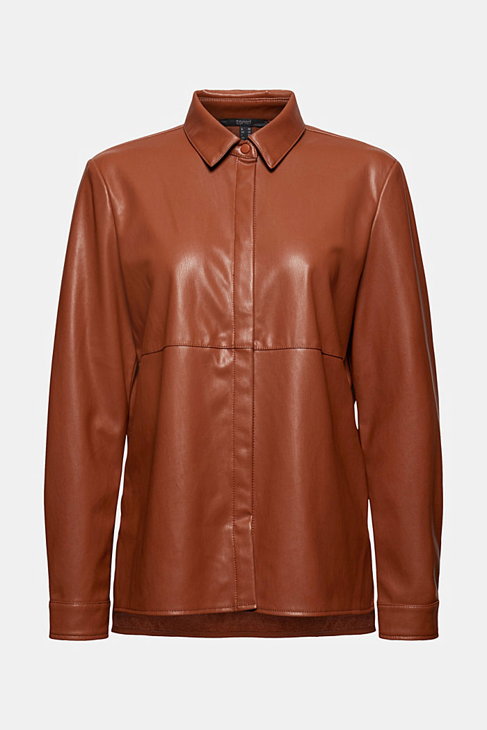 Faux leather blouse, vegan, TOFFEE, overview