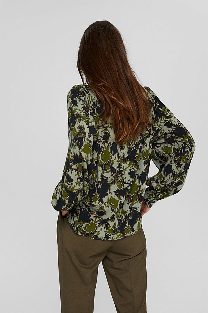 Print blouse with LENZING™ ECOVERO™, DUSTY GREEN, detail image number 3