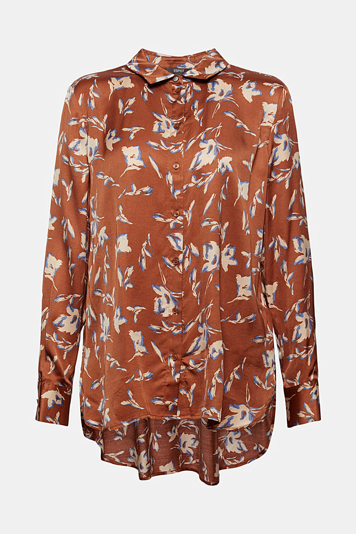 Satin blouse containing LENZING™ ECOVERO™, TERRACOTTA, detail image number 9