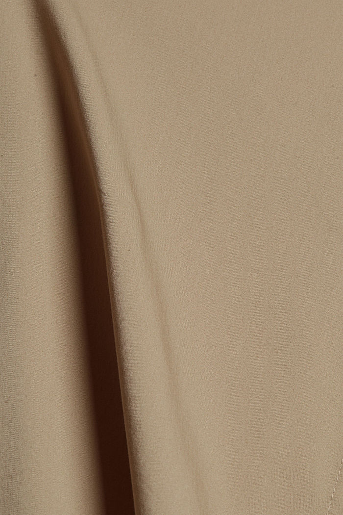 Poplin blouse with balloon sleeves, LIGHT KHAKI, detail image number 4