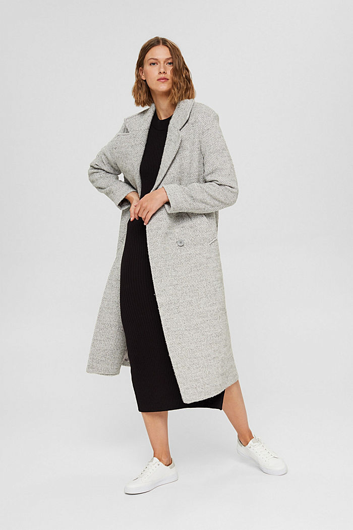 Mit recycelter Wolle: zweireihiger Mantel