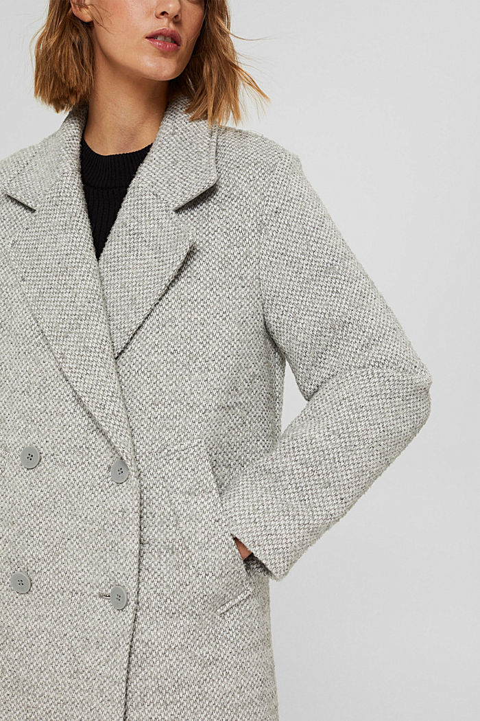 With recycled wool: double-breasted coat, LIGHT GREY, detail image number 2
