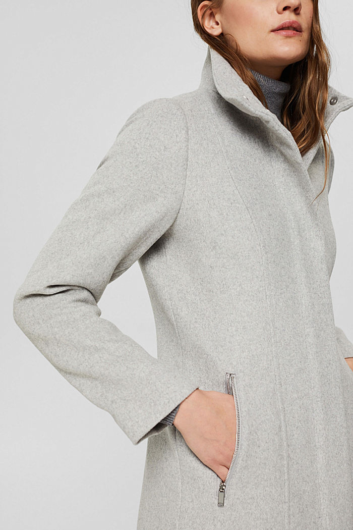 Recycled blended wool: zip-up coat, LIGHT GREY, detail image number 2