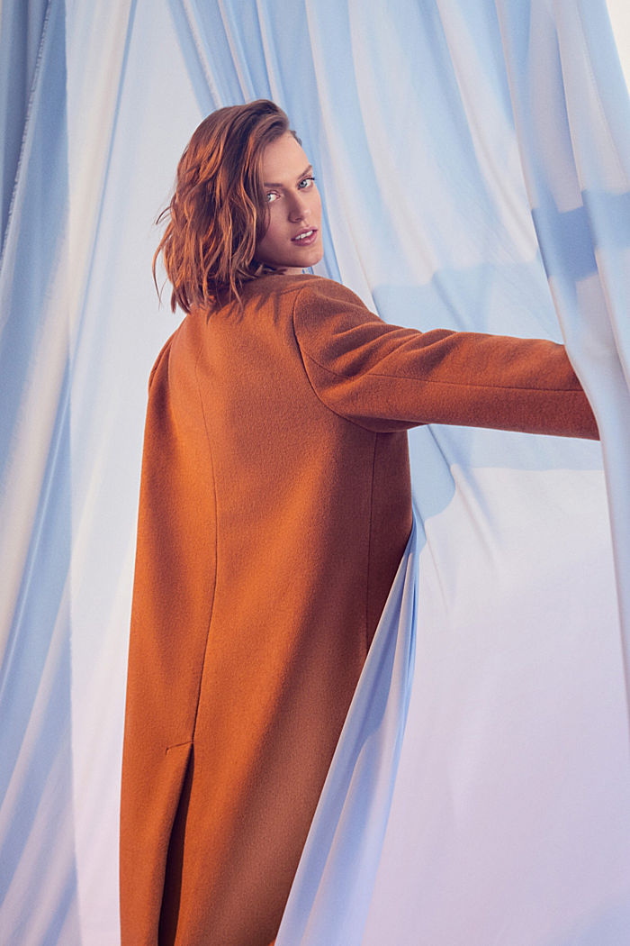 Recycled: oversized coat in blended wool, CARAMEL, detail image number 7