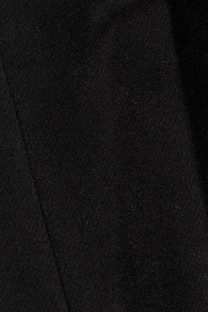 Kierrätettyä: oversize-villasekoitetakki, BLACK, detail image number 4