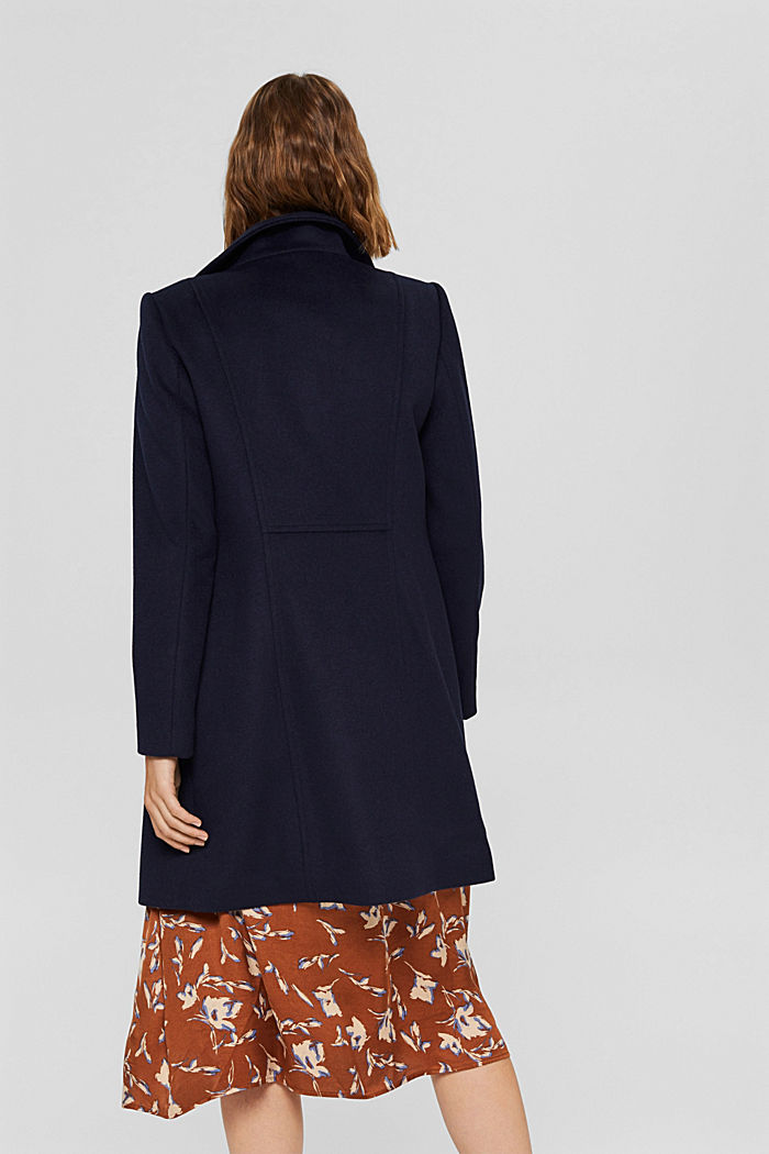 Recycled: blended wool coat with a zip, NAVY, detail image number 3