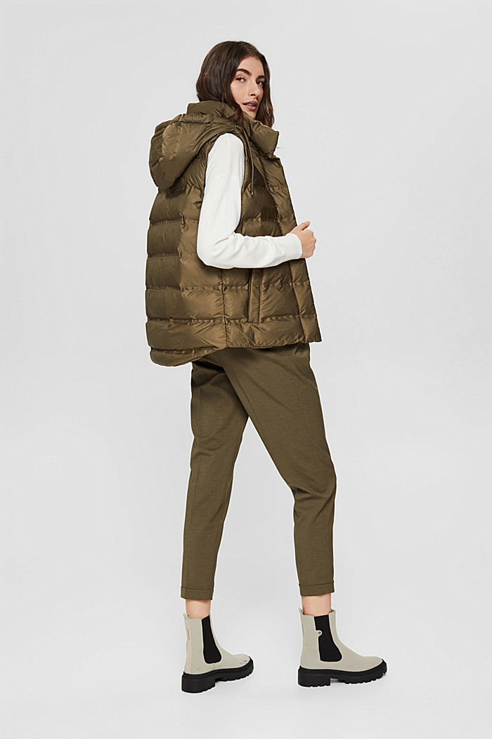 Recycled: quilted body warmer with a variable hood, DARK KHAKI, detail image number 3