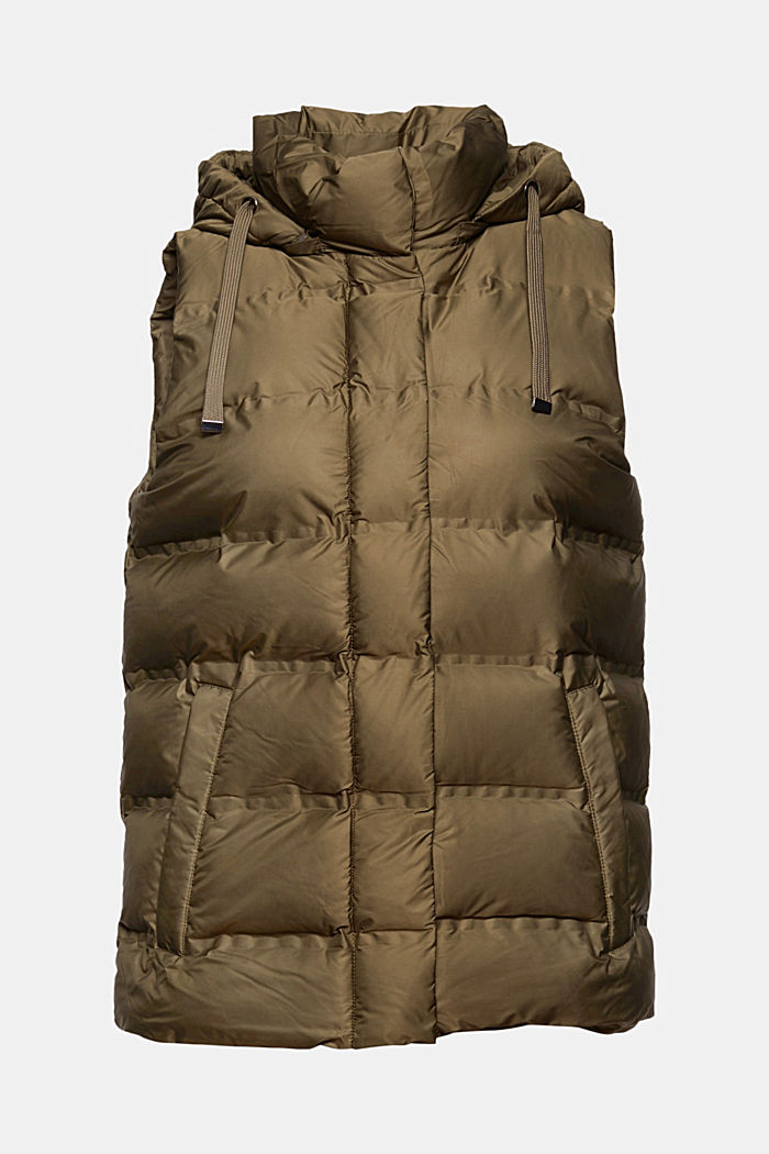 Recycled: quilted body warmer with a variable hood, DARK KHAKI, detail image number 5