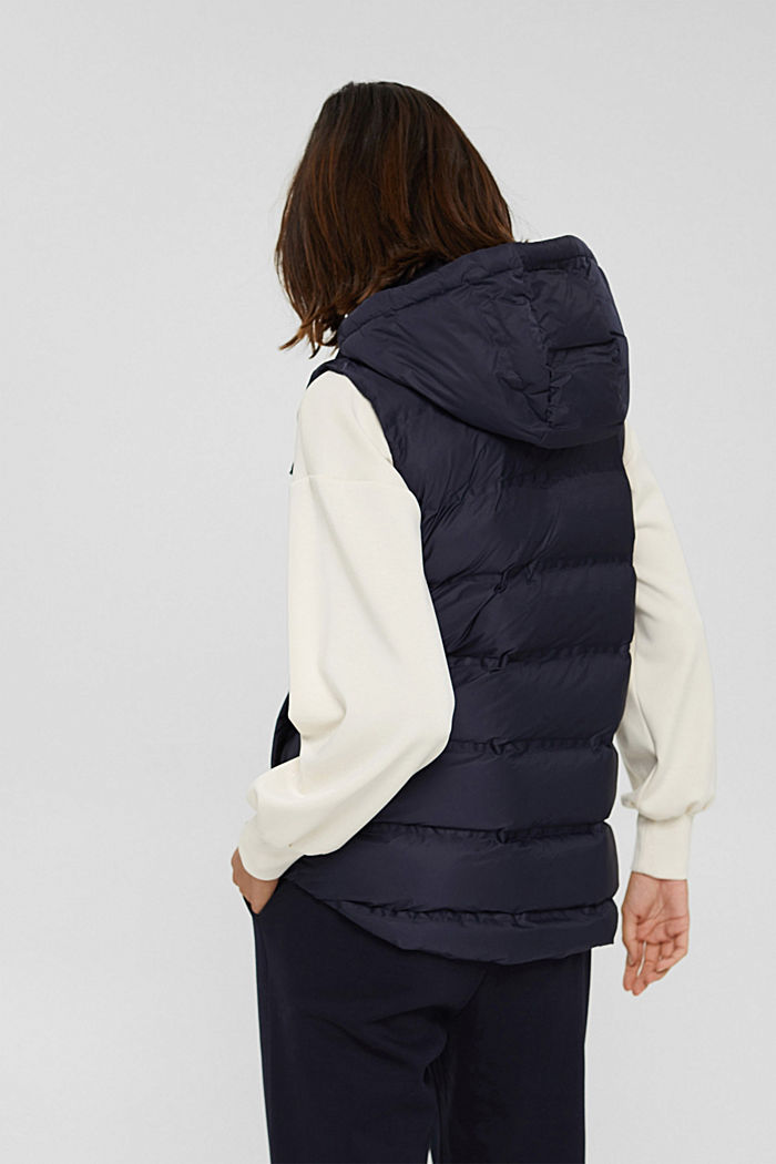 Recycled: quilted body warmer with a variable hood, NAVY, detail image number 3