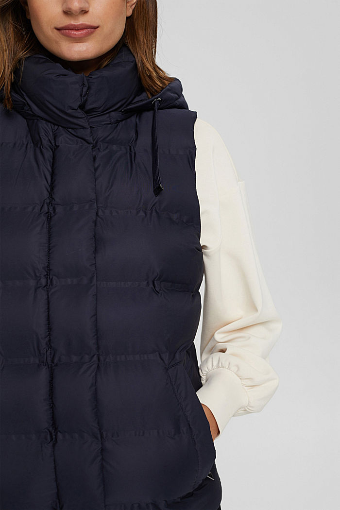 Recycled: quilted body warmer with a variable hood, NAVY, detail image number 2