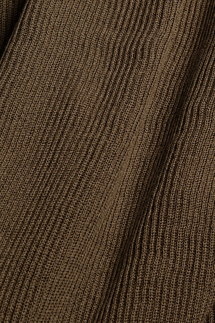 Kardigan z wycięciem w serek z mieszanki bawełny ekologicznej, DARK KHAKI, detail image number 4