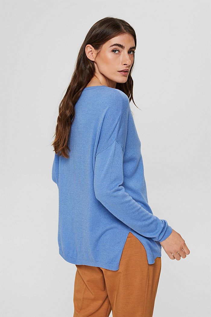 Oversized jumper with a cashmere and wool blend, BRIGHT BLUE, detail image number 3