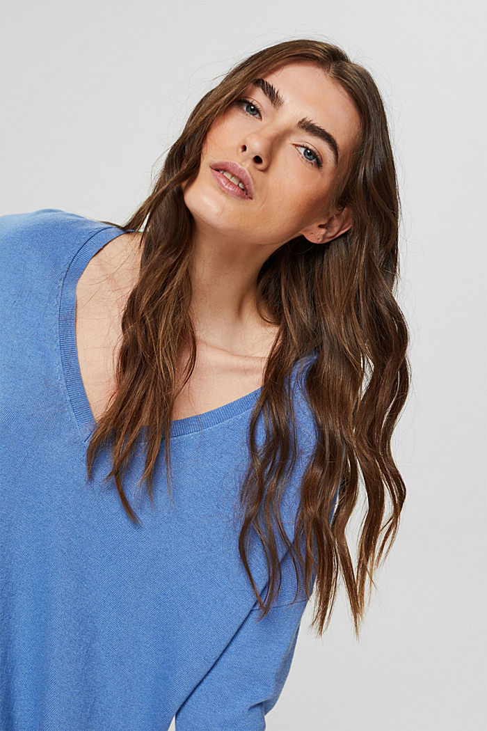 Oversized jumper with a cashmere and wool blend, BRIGHT BLUE, detail image number 5