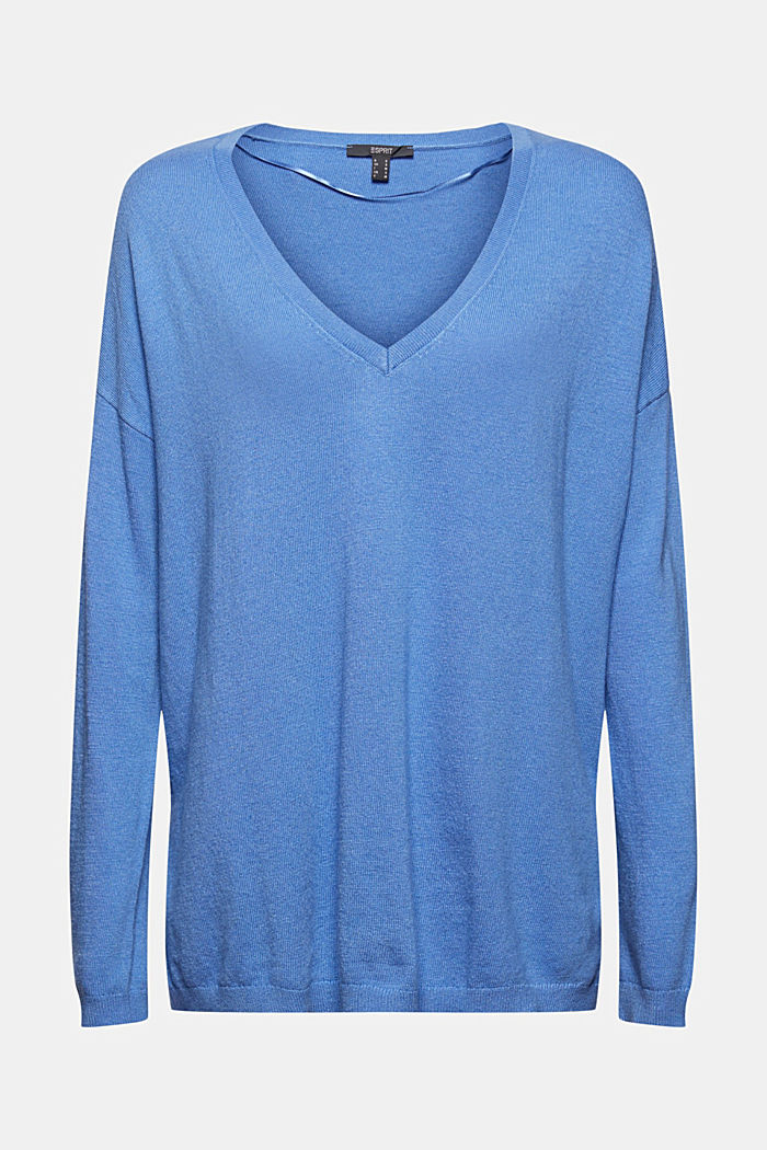 Oversized jumper with a cashmere and wool blend, BRIGHT BLUE, overview