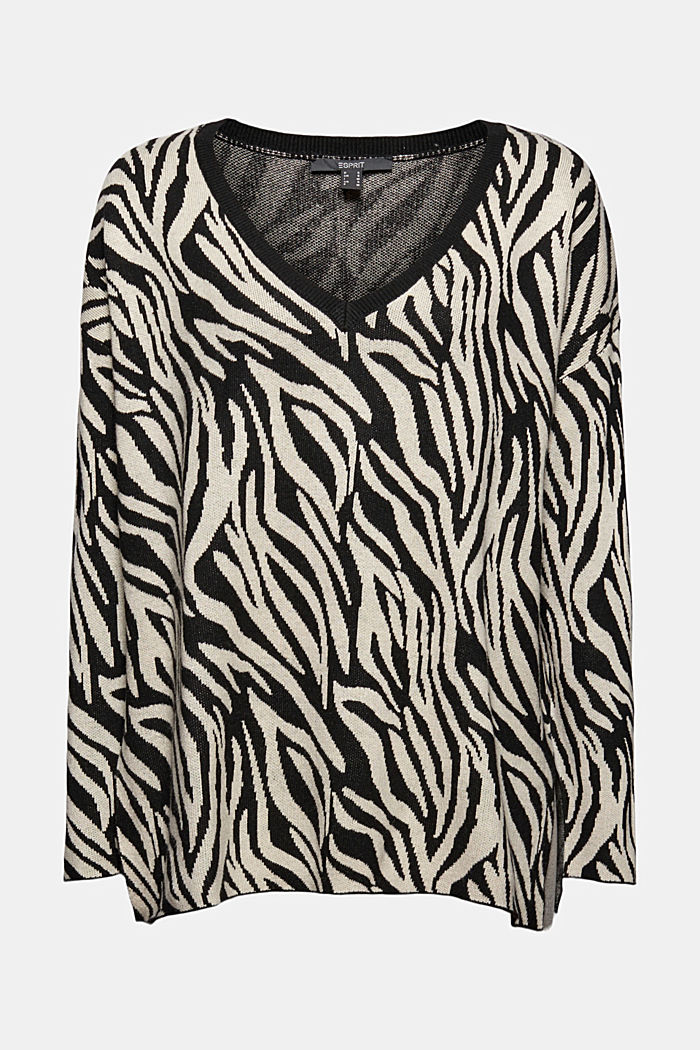 With cashmere and wool: patterned jumper, BLACK, detail image number 6