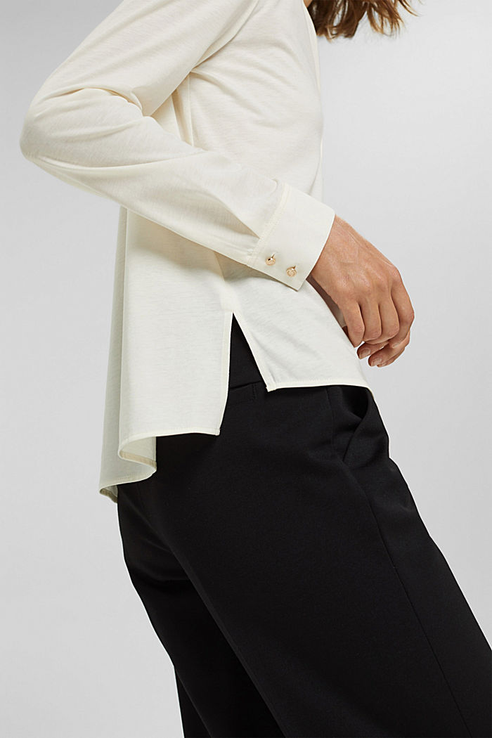 Z lyocellem TENCEL™: bluzka z długim rękawem w stylu bluzki, OFF WHITE, detail image number 2