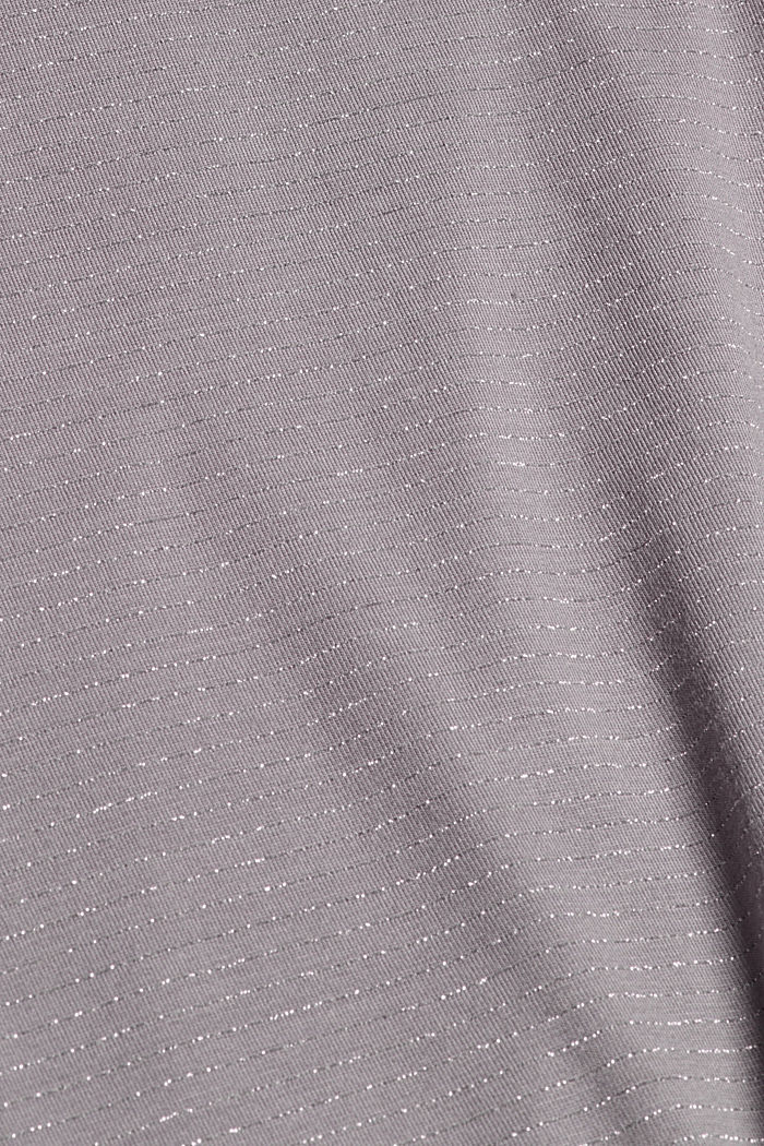 Long sleeve top with a polo neck collar and glittery stripes, GUNMETAL, detail image number 4
