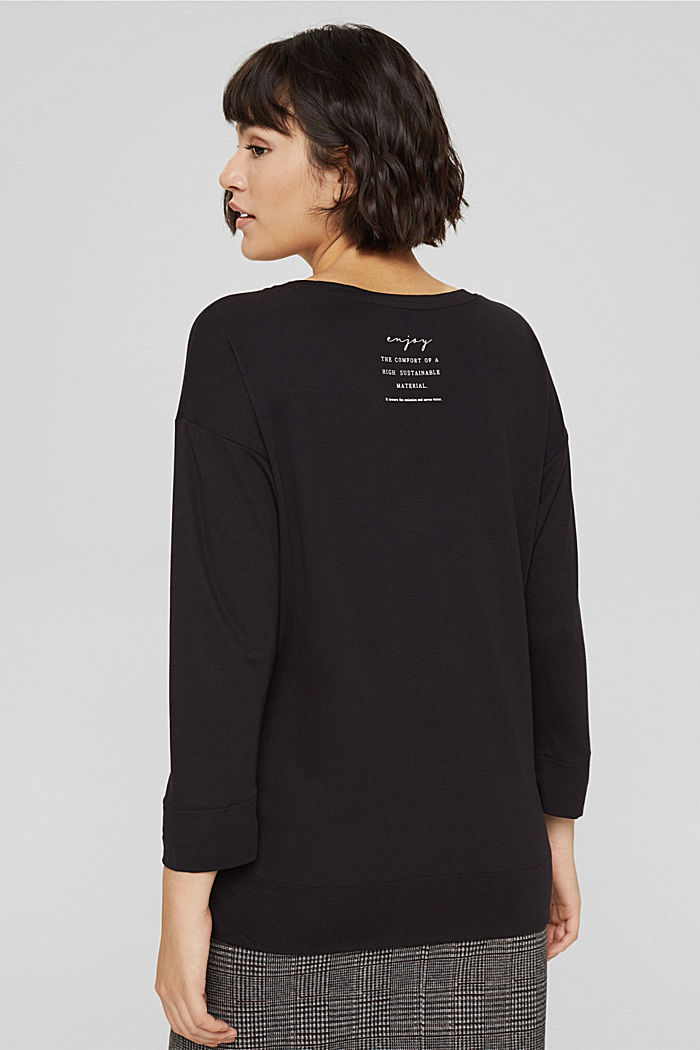 Long sleeve top with a print on the back, BLACK, detail image number 3